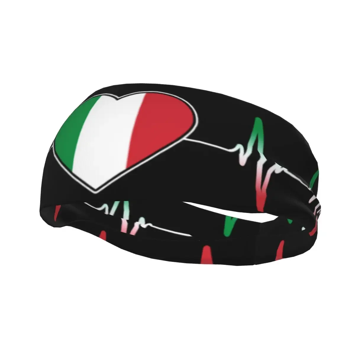 

Custom Italian Heartbeat Italy Flag Sports Headbands for Women Men Stretchy Moisture Wicking Exercise Sweatbands