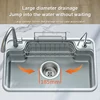 Stainless Steel Kitchen Sink With Rack Shelf Large Single Slot Washing Basin Household Multifunctional Pool For Kitchen 3
