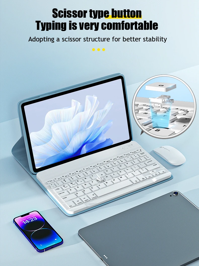 Wireless Bluetooth Keyboard and Mouse Combo with Protective Case