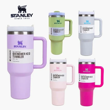 Stanley 텀블러 플로우 스테이트 빨대 뚜껑, 스테인레스 스틸, 진공 단열, 자동차 머그잔, 이중 벽 열 아이스 여행 컵, 30oz, 40oz