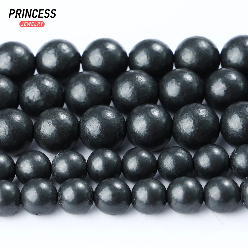 A++ Natural Matte Russian Shungite 6 8 10mm Loose Gemstone Beads for Jewelry Making Wholesale Crystal Beads DIY Accessories 3