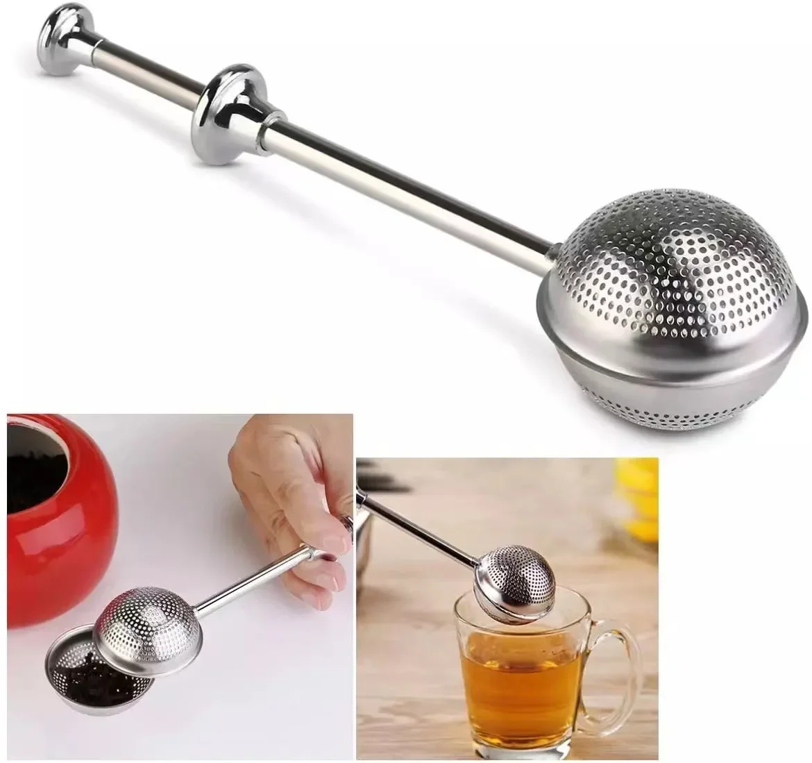 Fine Mesh Strainer Mesh Strainer Flour Sifter Powder Sieve Powder Sugar Shaker Baking Tools 304 Stainless Steel Flour Powder Filter Spoon Baker Dusting Wand For Sugar Flour Spices