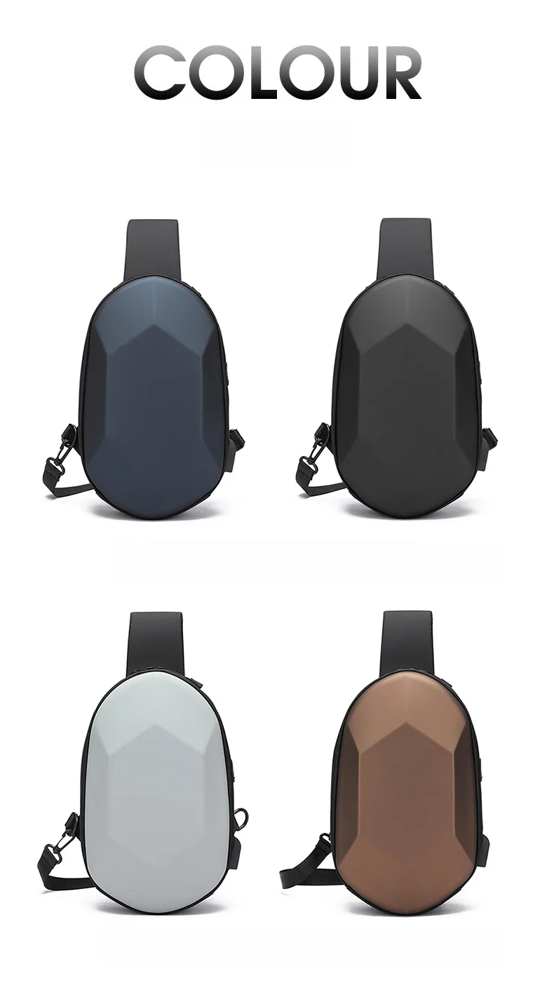 Zaino di ricarica USB per moto da uomo, guscio rigido antispruzzo, borsa sul petto obliqua a cavallo, piccolo zaino da pendolarismo_voghion.com