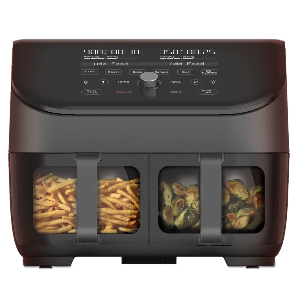 

Instant 8-Quart Vortex Plus 2-Basket Air Fryer Oven, Black - ClearCook Windows, Digital Touchscreen