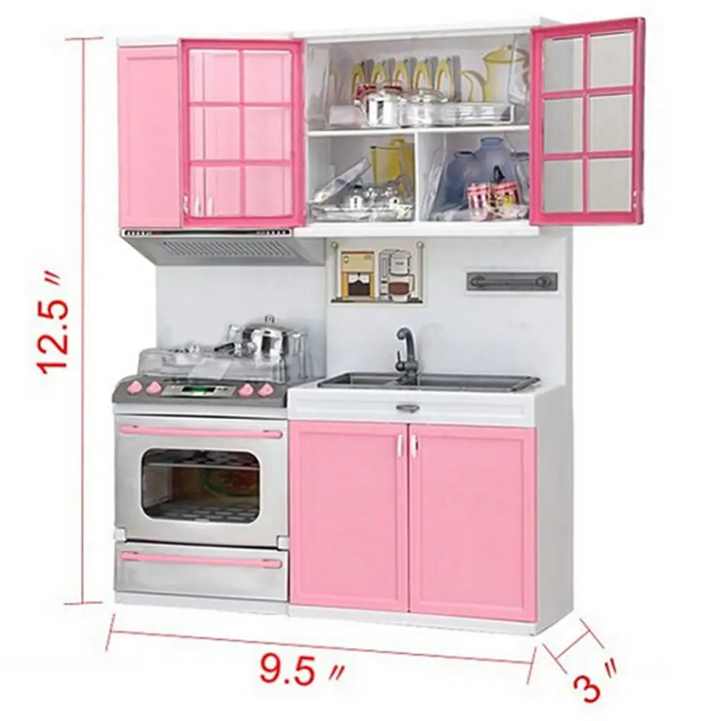 toy Fully Equipped Pretend Play Kitchen Set with Sink, Stove, Cabinet Accessories Set for Boys Girls 6