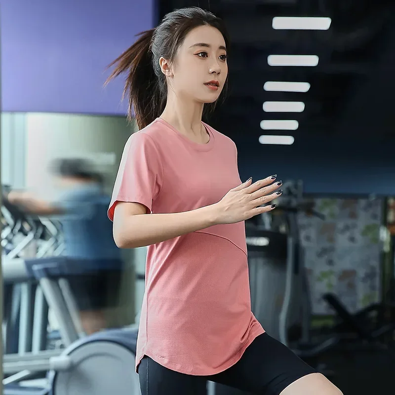 여성용 2024 스포츠 블라우스 드라이 핏 체육관 티셔츠, 여성용 스포츠 탑, 빅 사이즈 운동복, 필라테스 탑, 핑크 블랙 블루, 3xl, 4xl, 라지 사이즈