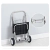 Folding Shopping Cart Free Installation Grocery Portable Stainless Steel Trolley Waterproof Fabric Storage Bag 13cm Wheels Cart 3
