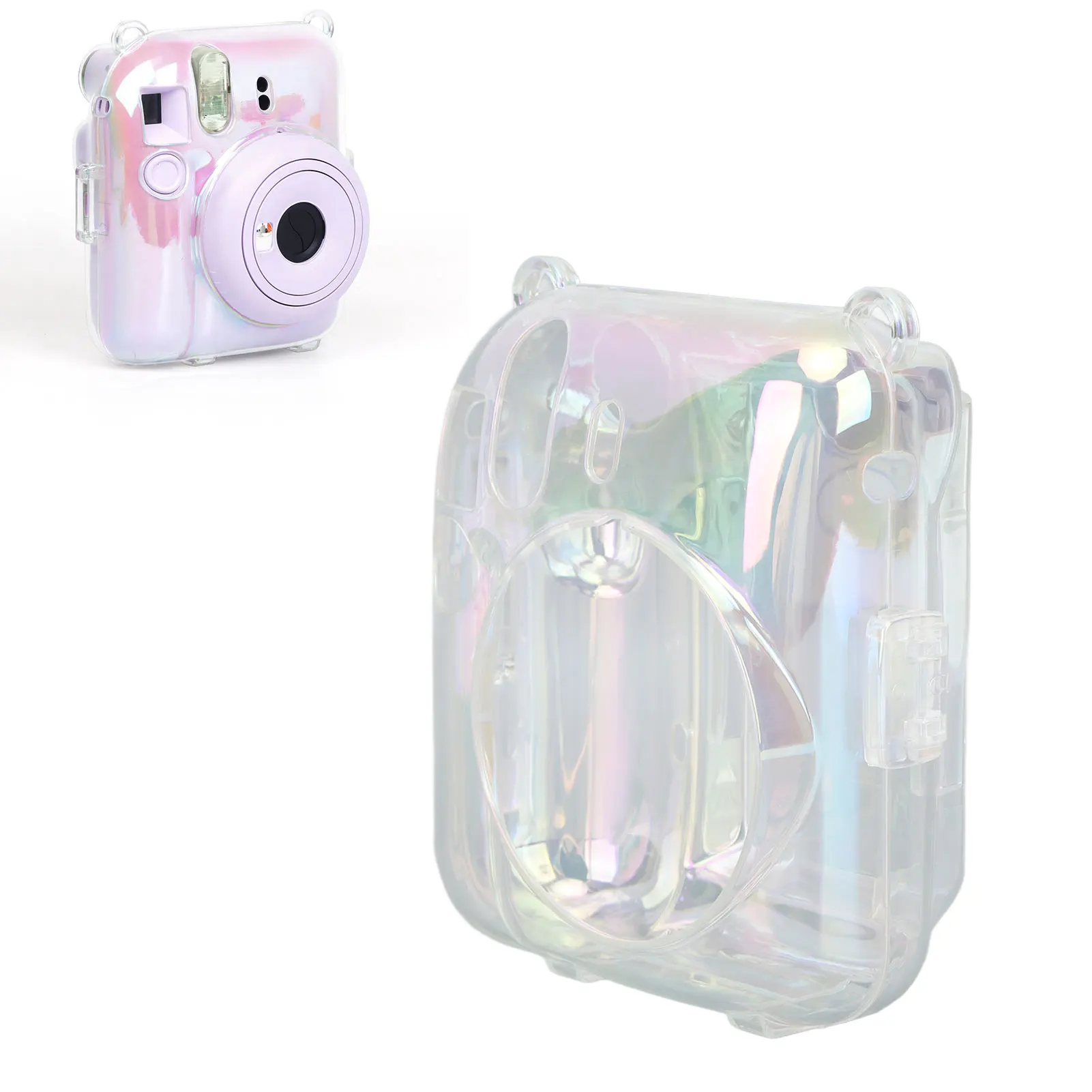 Fujifilm Instax Mini 12 Camera Case Clear PC Transparent Carrying Case Adjustable Shoulder