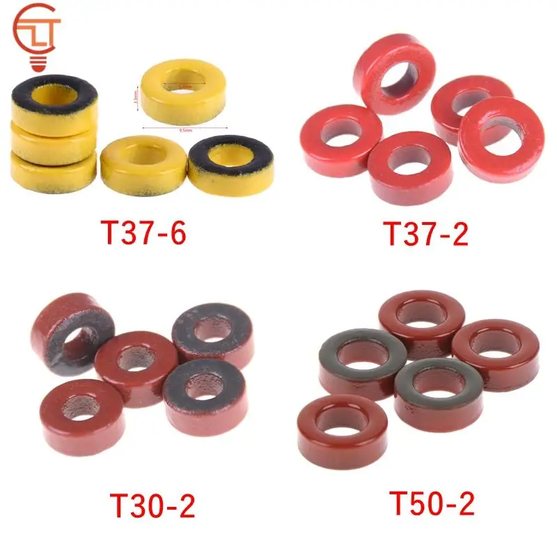 Iron Powder Cores 5pcs T37-6/T50-2/T37-2/ T-30-2 9.5*5.2*3.3mm Iron Dust Core Ferrite Toroid Core Coating