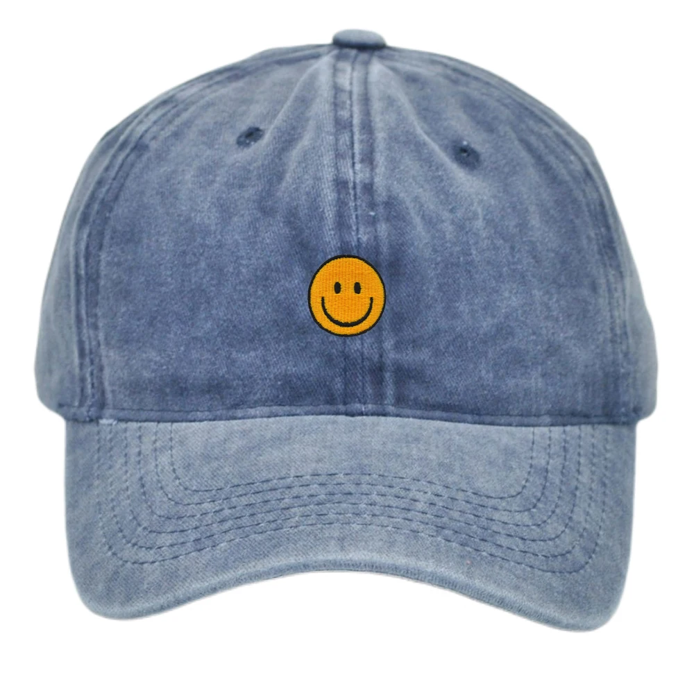 Smiley Baseball Cap Embroider Mom hats Breathable Couple Hats Unisex Adjustable Visors Caps