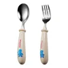 2pcs/Set Baby Gadget Tableware Children Utensil Stainles Steel Toddler Dinnerware Cutlery Cartoon Infant Food Feeding Spoon Fork 2