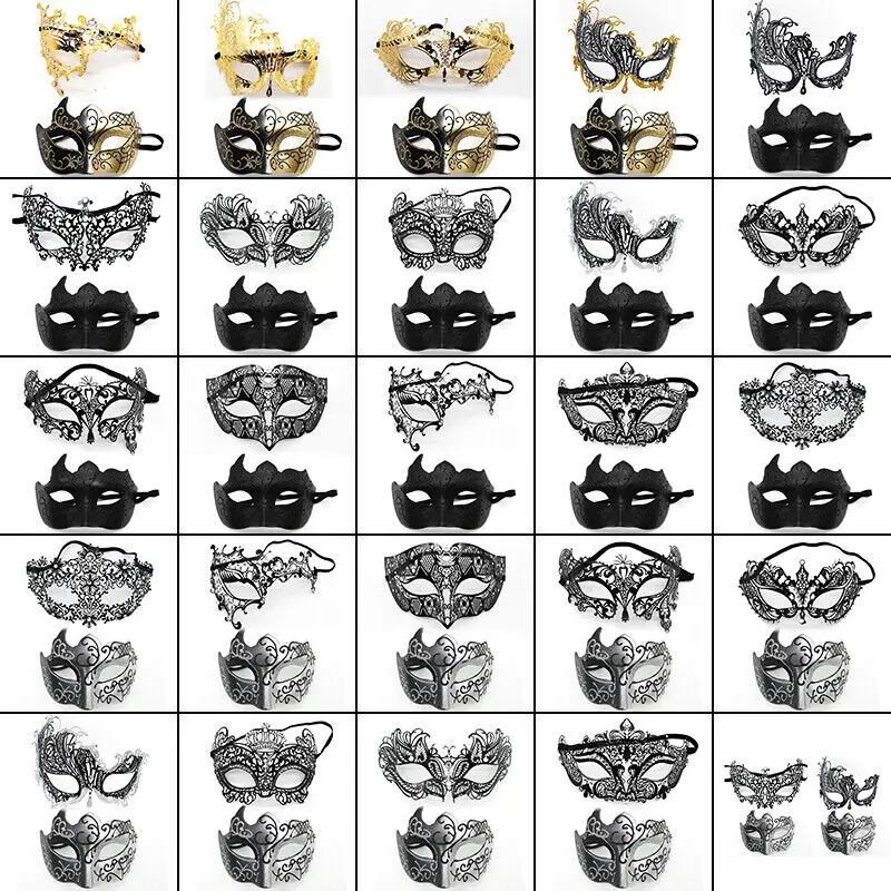 Women Masquerade Couple Mask Metal Masks Venetian Party Mask Halloween Costume Mask Mardi Gras Mask Roman Couple Suit