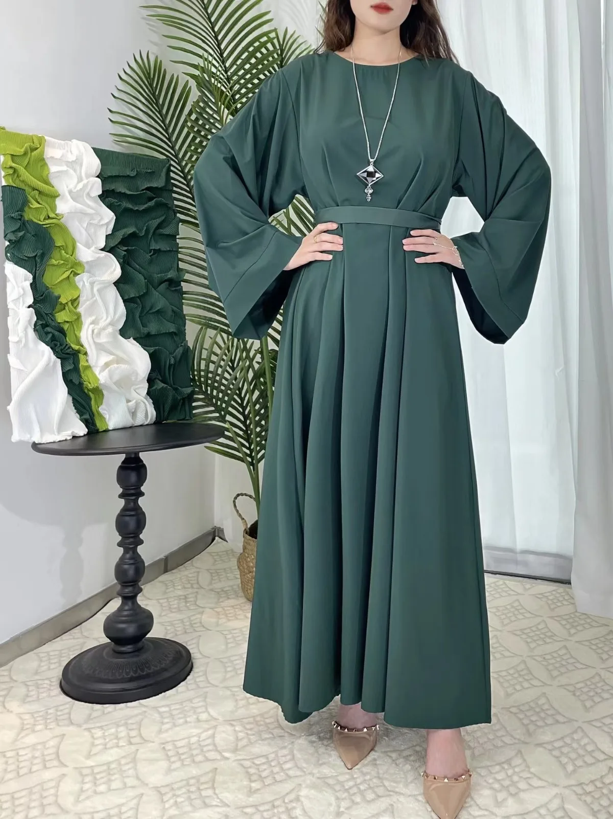 KBOPLEMQ Conjunto De Abaya Musulmana De 2 Piezas – Túnica Larga Con Botones Y Pantalón, Ropa Islámica Para Mujer, Ideal Para Ramadán Y Vestimenta Diaria