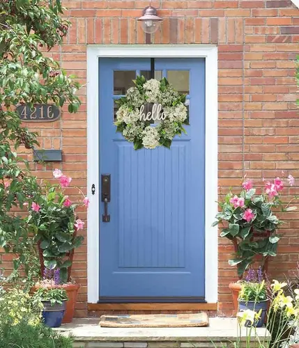 40cm Artificial Hydrangea Wreath Home Garland Front Door Decoration Wall Background Christmas Decor Hello Wreath 2023 New - Image 6