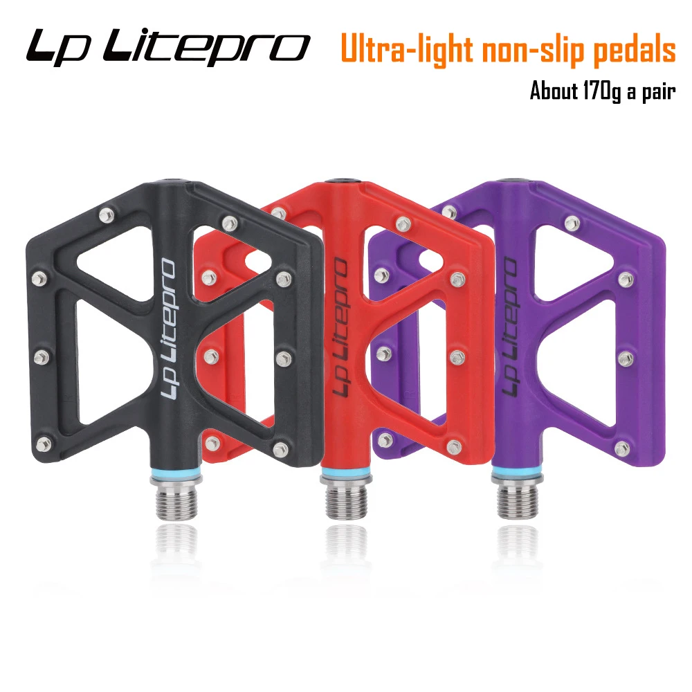 Litepro Ultralight Bicycle Pedal 170g Anti Slip Widen Titanium Alloy Axle Nylon Pedals for