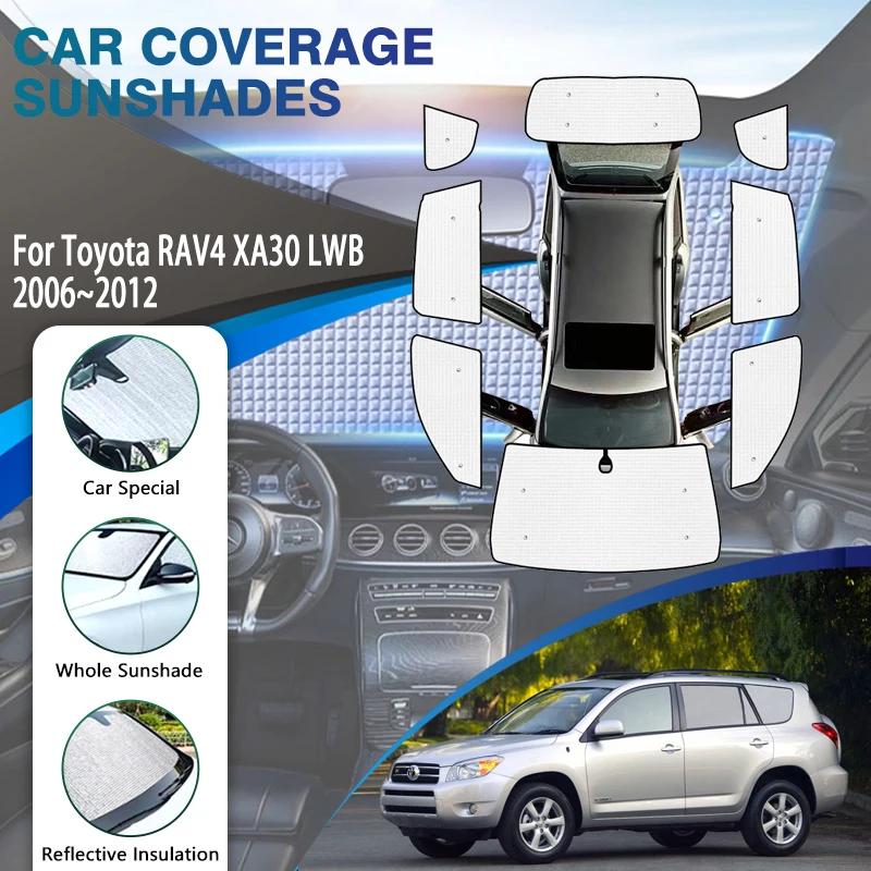 Full Covers Sunshades For Toyota RAV4 Vanguard XA30 LWB 2006~2012 Sun Protection Window Visor Windshields Shade Car Accessories