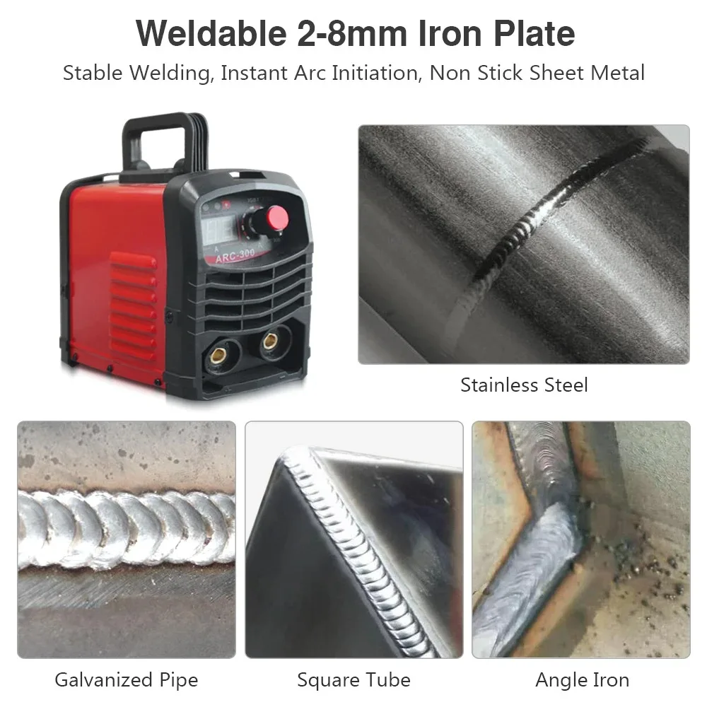 Portable Welding Machine MMA 300A 110v 220V Dual Voltage Arc Welding Machine LCD Display Semi-Automatic Transformer InverterMini