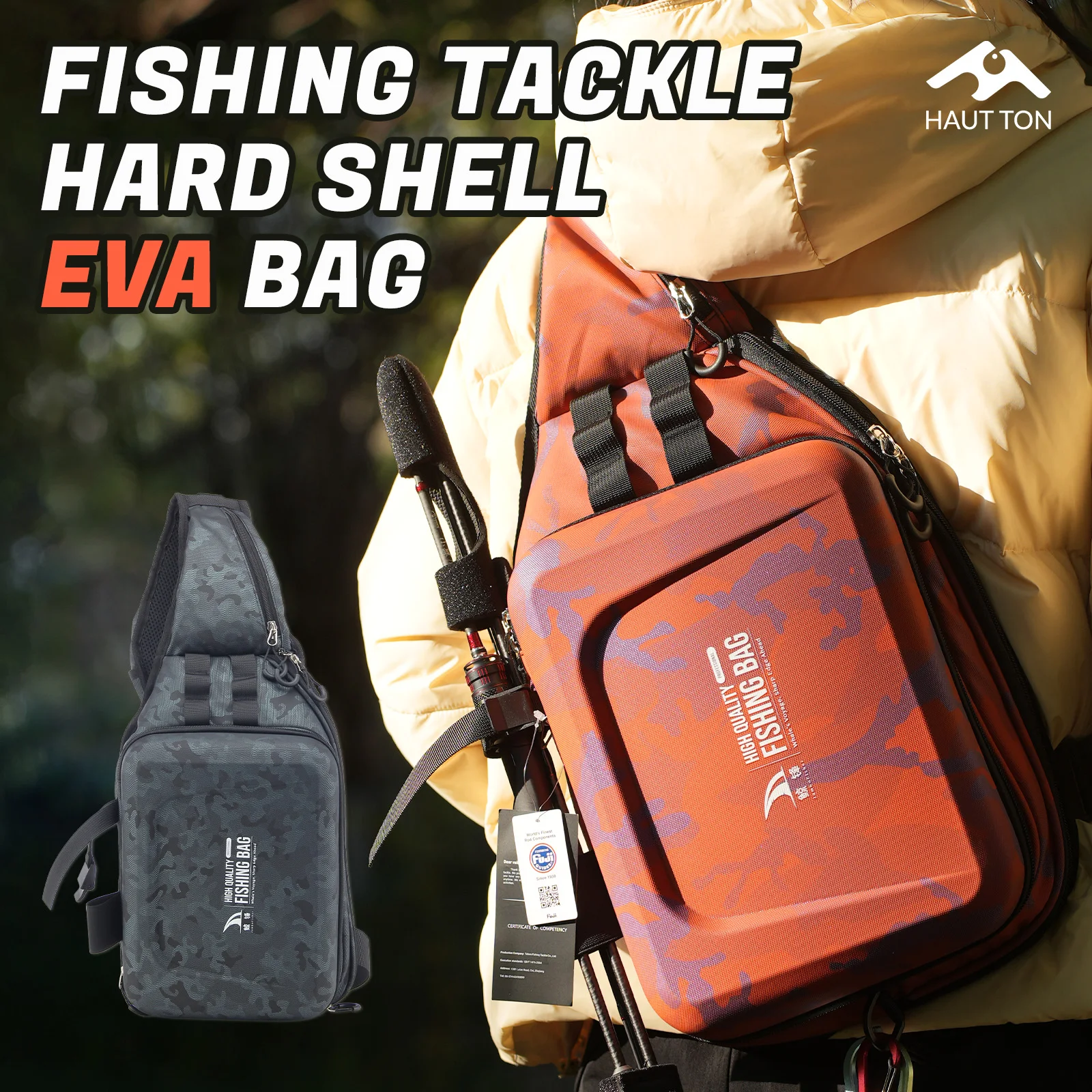 Sac à dos pêche multifonction HAUT TON imperméable - Plateforme pliable avec motif rayé en tissu Oxford EVA
