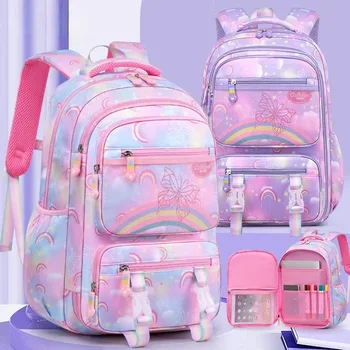 Rainbow Series Elementary School Student Backpacks (Grades 1-6) Large Capacity Lightweight Waterproof butterfly School Bags 1