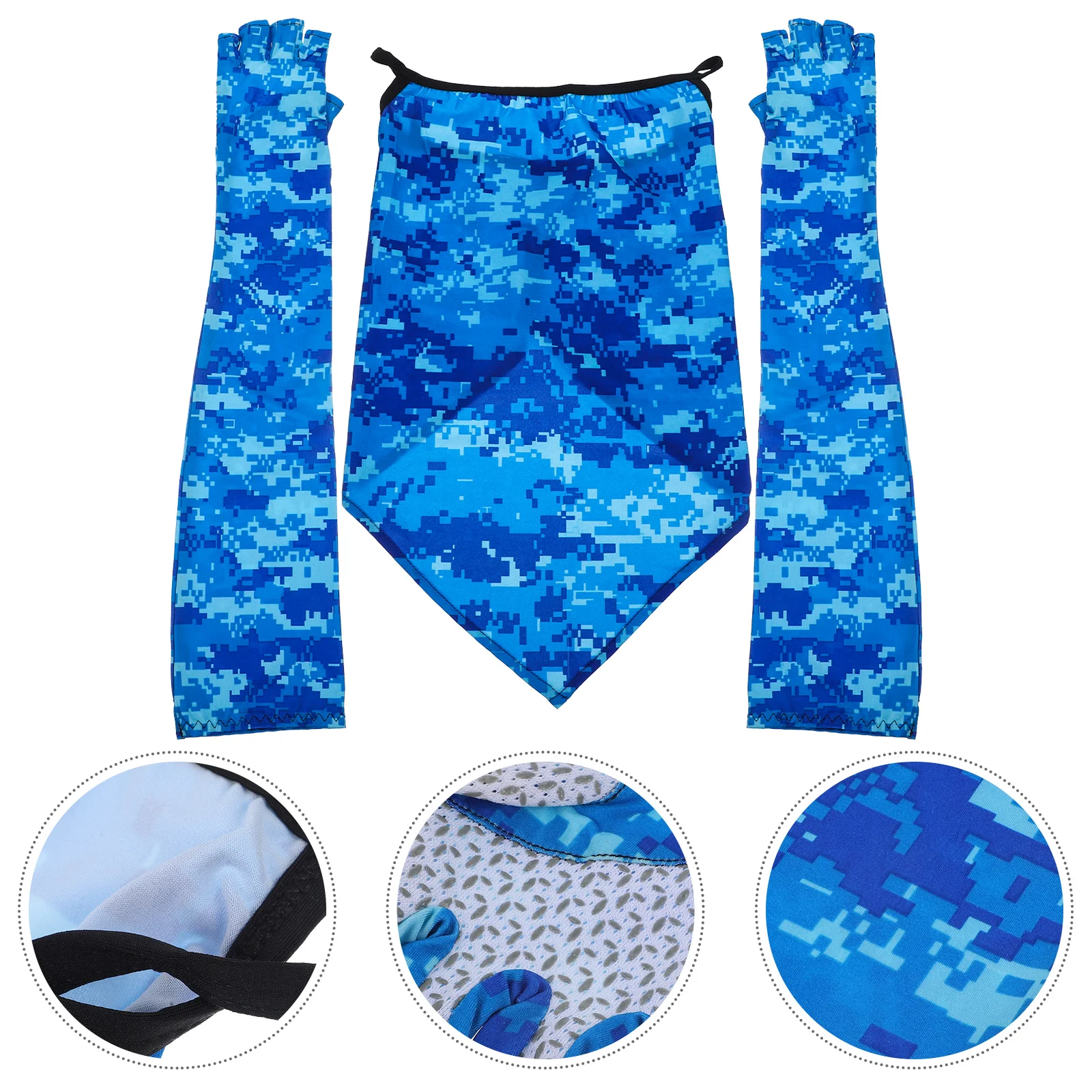 

1 Set of Summer Arm Sleeves Elastic Arm Protectors Sunlight Blocking Face Scarf Outdoor Supplies