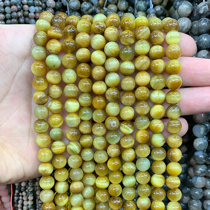 

Natural Gold Tiger Eye Stone Round Beads For Jewelry Making DIY Necklace Charm Bracelet Accessories 15" Wholesales 4/6/8/10/12MM