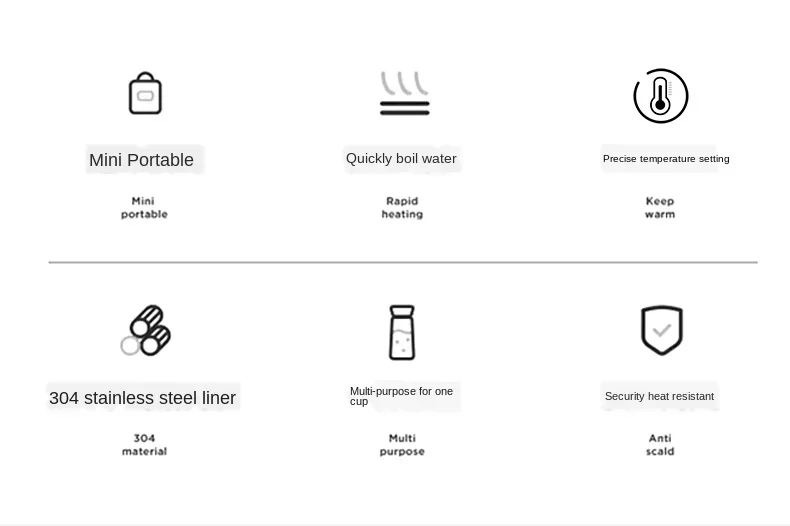 Description Picture 5 of item220V portable electric hot water bottle kettle travel pot heating health cup stainless steel small mini water cup