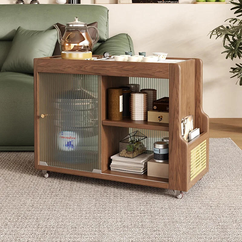 Modern simple solid wood tea cabinet small apartment household living ...