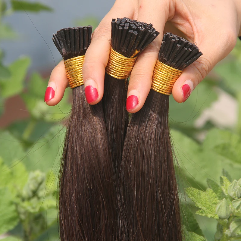 Straight Keratin Tip Human Hair Extension 30Inch Pre Bonded I Tip Hair Extensions For Women Fusion Remy #2 Dark Brown Color