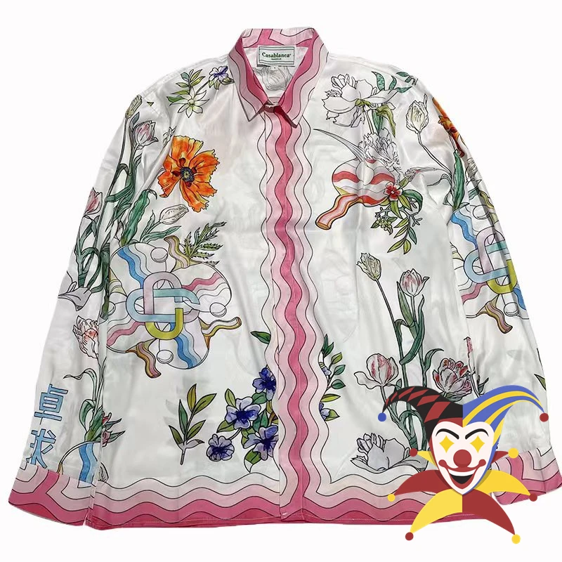 

Long Sleeves CASABLANCA Silk SHIRT Men Women 2022ss HAWAIIAN Tees