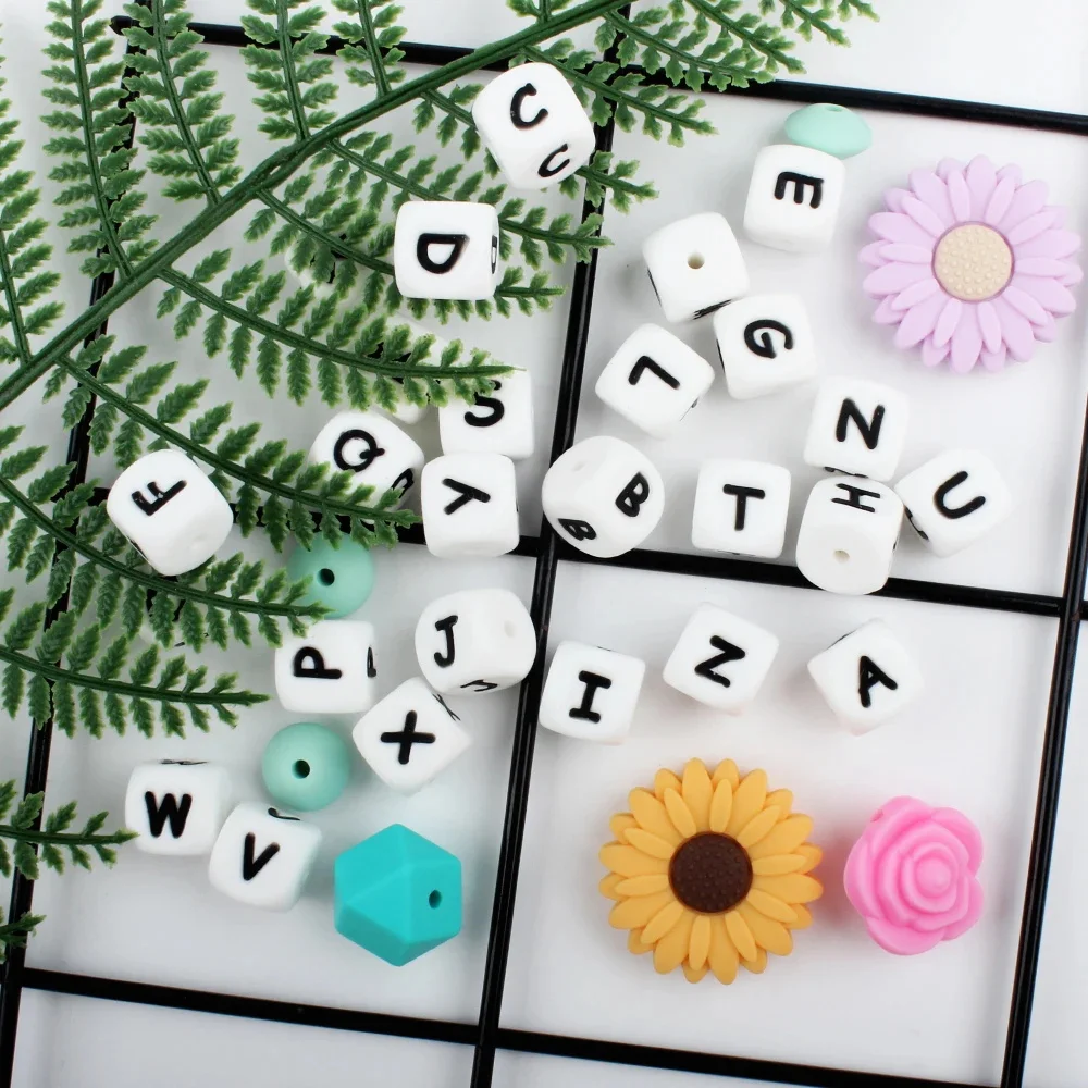 20PCS/Lot Silicone Letters Beads 12MM Baby English Alphabet Chew Bead BPA Free DIY Pacifier Chain Keychains Pen Accessories 4
