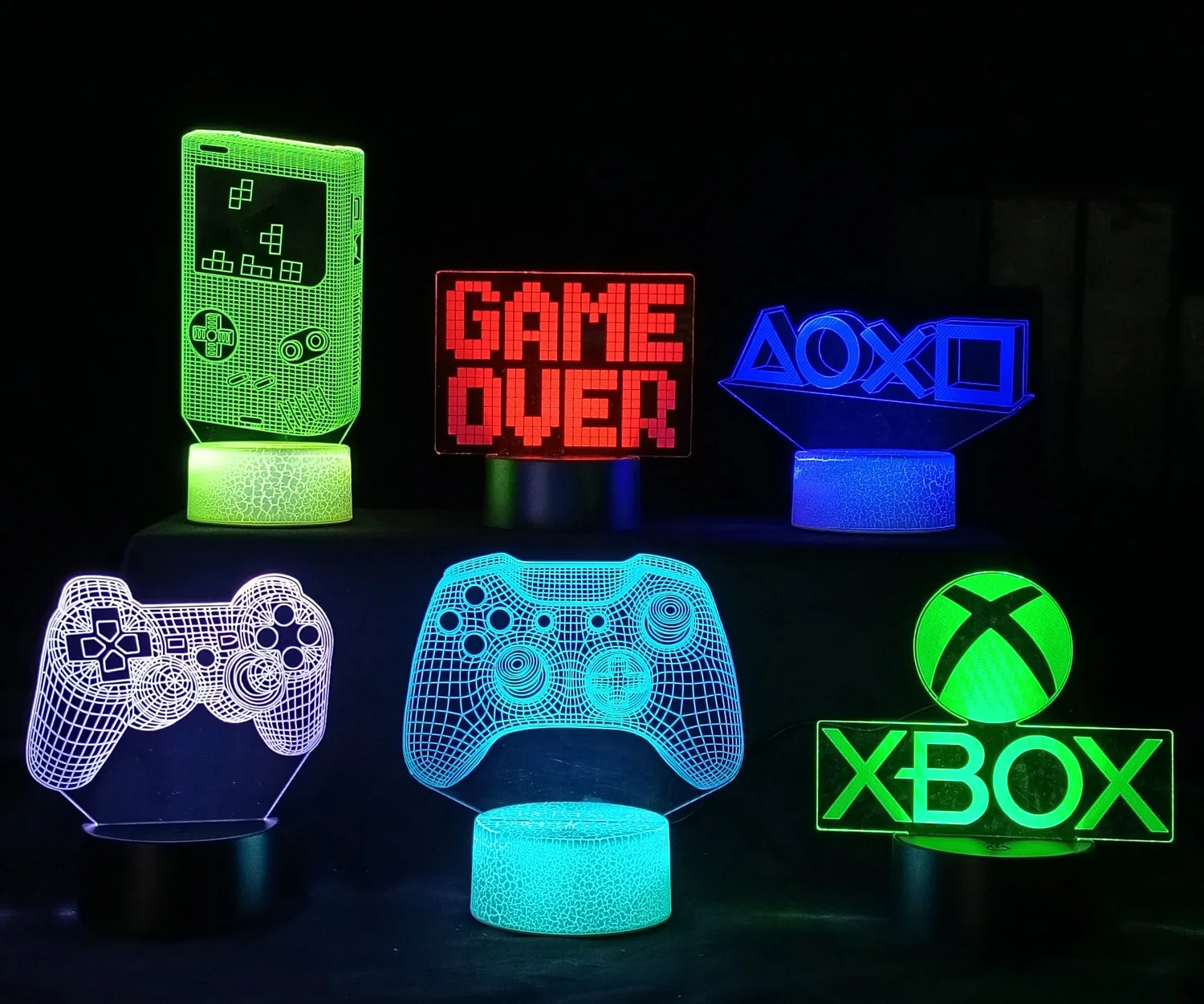 For XBOX Games 16 Colors Changing Night Light 3D Acrylic LED Touch Table Lamp Atmosphere Room Decor Illusion Lamp For Christmas cool night lights