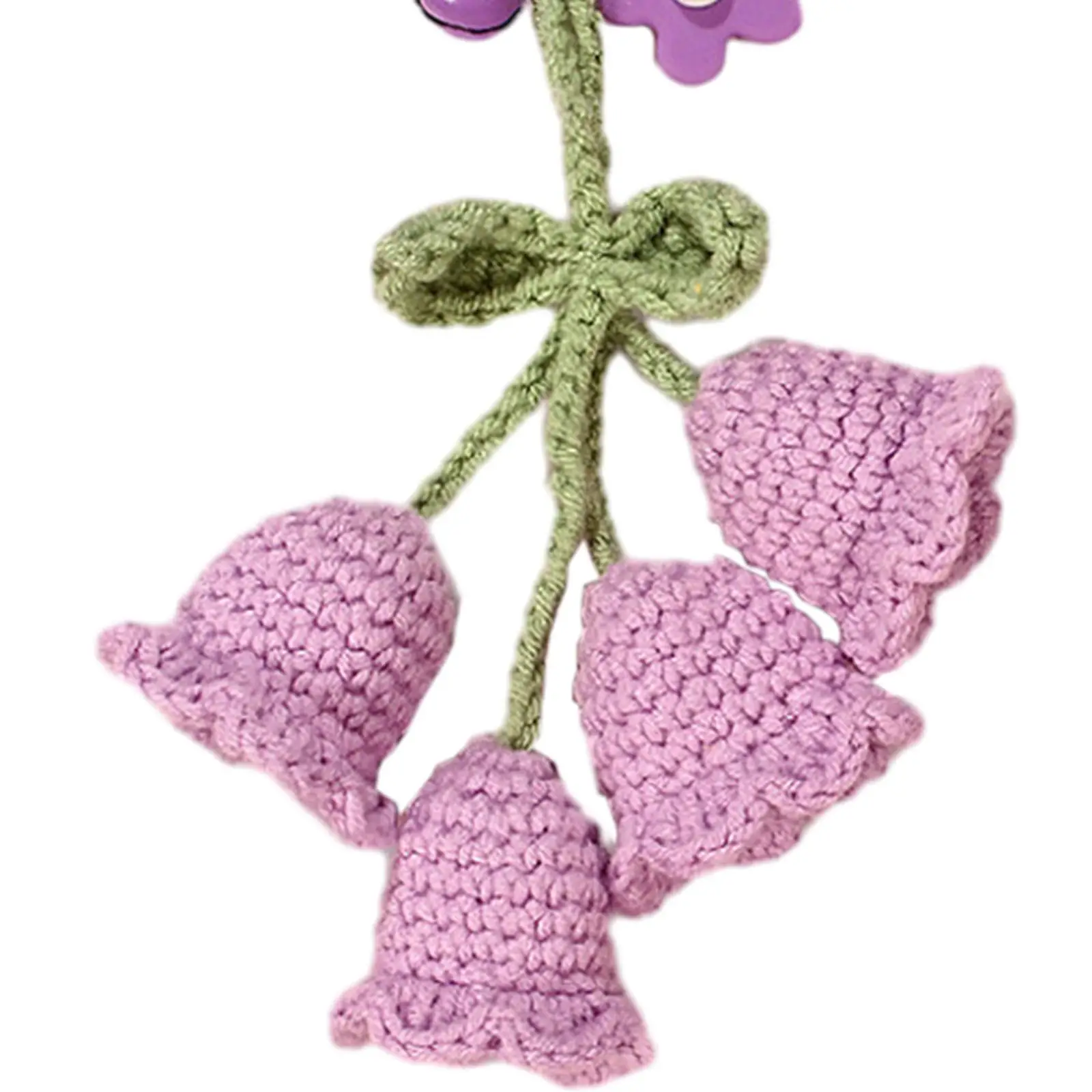 Handknitted Orchid Bell Flower Pendant Crocheted Handbag Charm Handmade Car Key Rings Knitting Hanging Ornament Flower Keychain