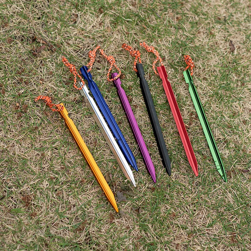8pcs / Pack Tent Pegs Aluminium Alloy Camping Triangular Ground Stakes Nails for Yard Garden Tent Tarp Canopy 18cm Lightweight tent pegs camping tent accessories camping tent fasteners