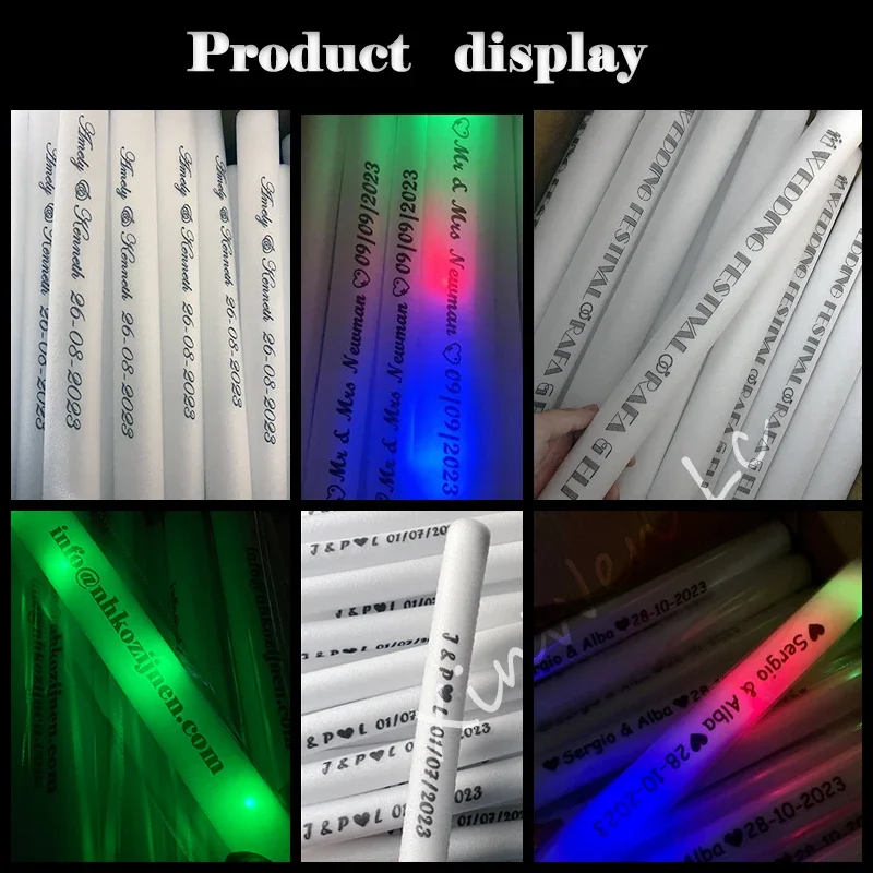 Description Picture 2 of item30/40/60/100/120Pcs RGB LED Glow Foam Stick Bulk Colorful LED Glow Sticks Cheer Tube Dark Light Birthday Wedding Party Supplies