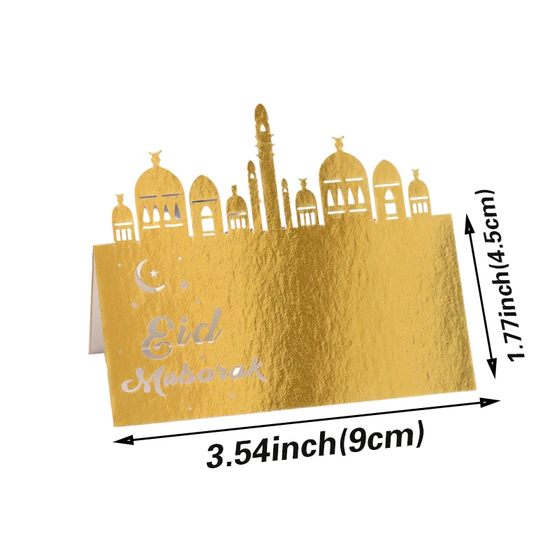 50/100Pcs Eid Mubarak Architectur Table Name Place Card Muslim Lace Name Message Setting Card Wedding Birthday Party Favor Decor
