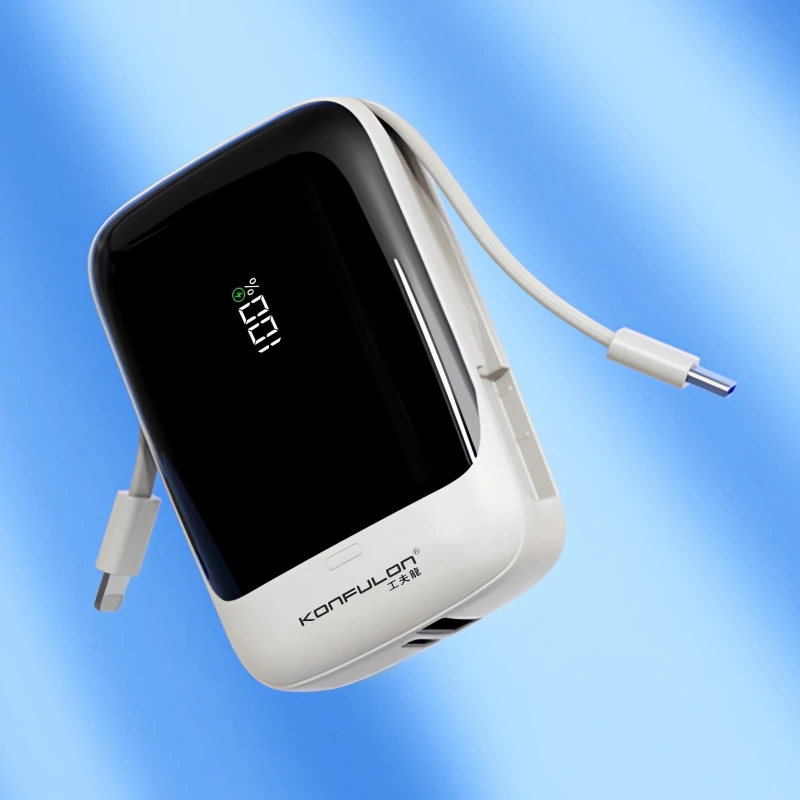 

KONFULON PD 20W Powerbank 10000mAh Fast Charger Built In Cable Power Bank Portable Mini Spare Battery for iPhone 12 13 14 Xiaomi
