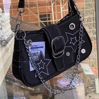Sacs à main en toile à motif d'étoiles pour femmes, sacs sous les bras pour filles cool, petits sacs initiés, sacs à main JOTote, mode vintage, Y2K 4
