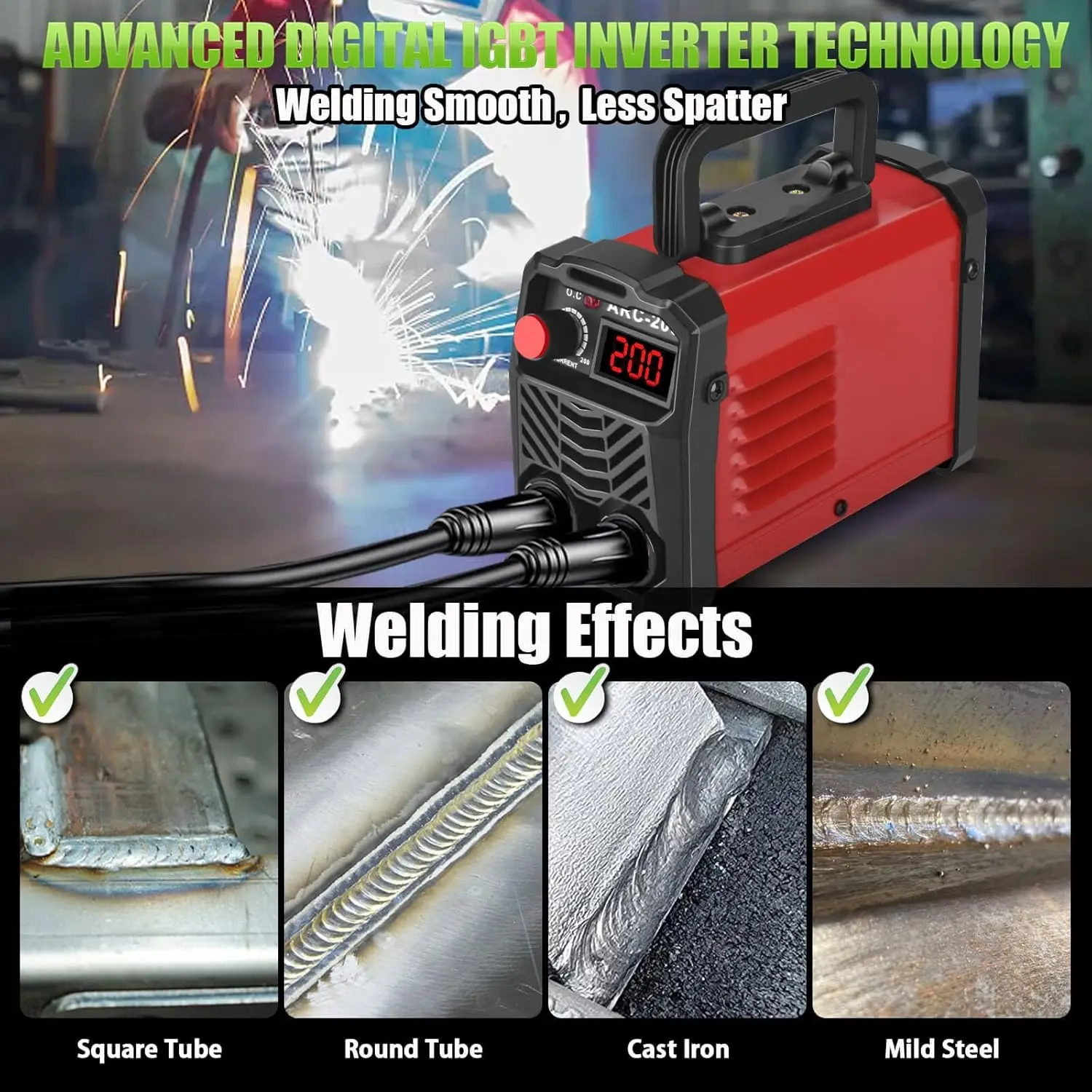 200Amp 20PCS Rods Stick Welder, Super MINI Portable Welding Machine, IGBT Inverter Welder Machine 110V with Hot Start Arc Force