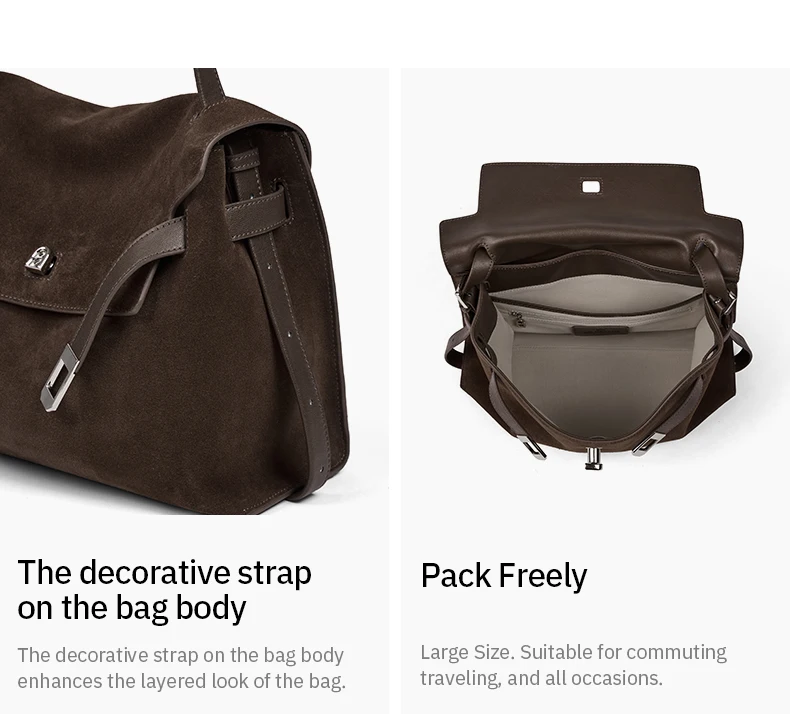 Split leather tote, interior compartments