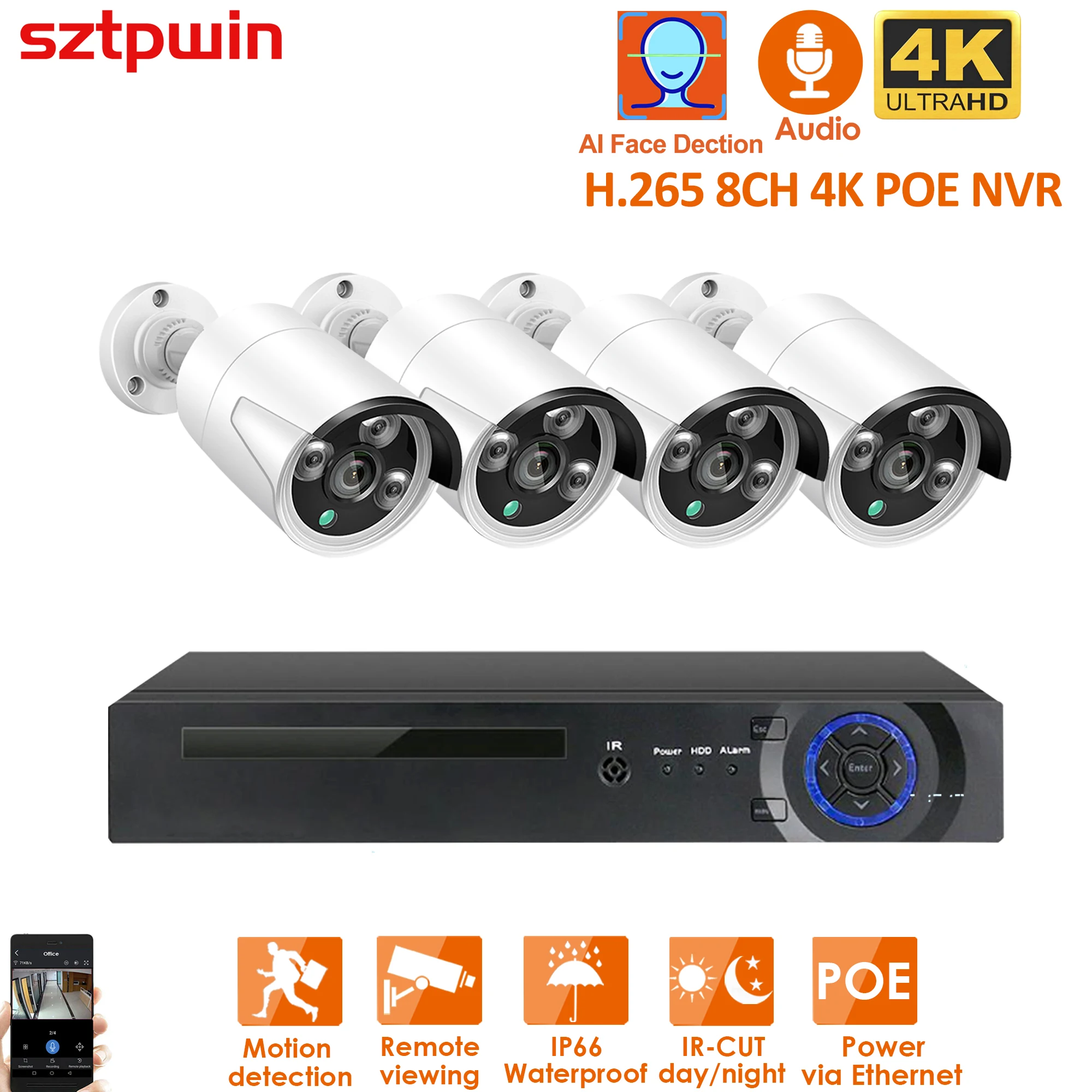 H-265-8CH-4K-8MP-5MPPOE-SecurityCamera-System-Kit-Audio-Record-Rj45 ...