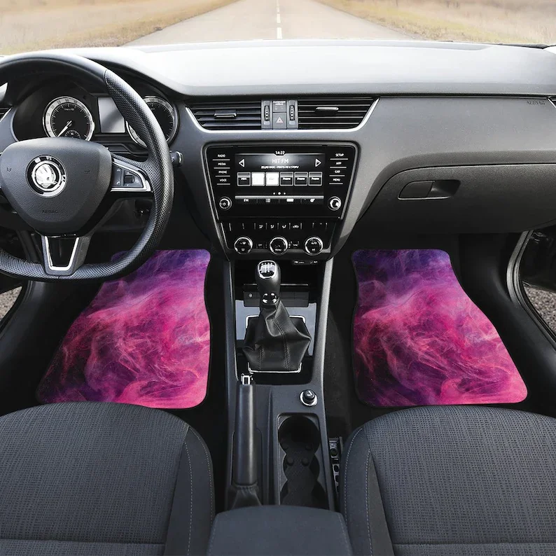 

Pink Purple Abstract Art Car Floor Mats Set, Front and Back Floor Mats for Car, Car Accessories