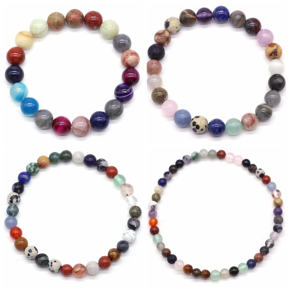 Pulseras Con Cuentas Para Hombre, Cuentas De Piedra Volcánica De Roca De Lava Mate Para Mujer Pulsera Elastica Joyeria De Moda Agata