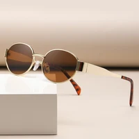 Small Metal Frame Oval Sunglasses For Women  Brand Designer Fashion Luxury Shades UV400 Eyewear Men Vintage Sunglasses 2180 4