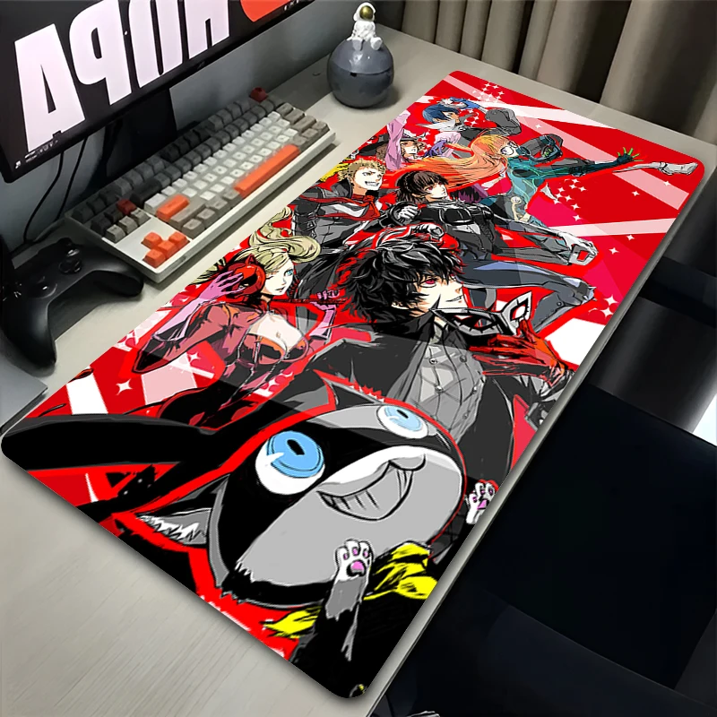 Large Cool Manga Gaming Mouse Pad Lapop Accessories P-persona 5 Mousepad PC Anime Amamiya Ren Desk Mat XXL Non Slip Keyboard Rug 3