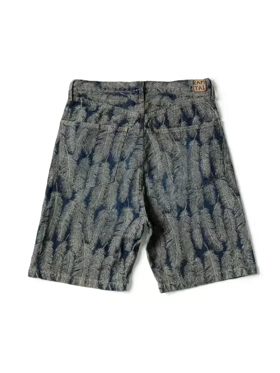 Feather Pants for Men Cotton Clothing Summer New Denim Shorts Non Kapital