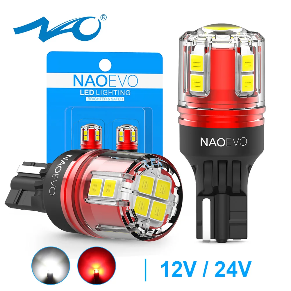 NAO W16W LED 조명, T15, T16, 12V, 24V, 2000Lm, 자동차 백업 전구, 화이트, 레드, 912, Bmw e46, e9..