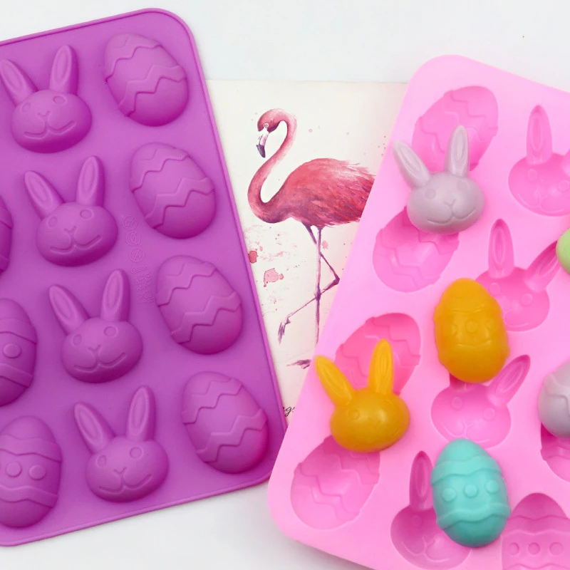 Easter Egg Silicone Molds Ice Cube Tray Bunny Chocolate Candy Mold for