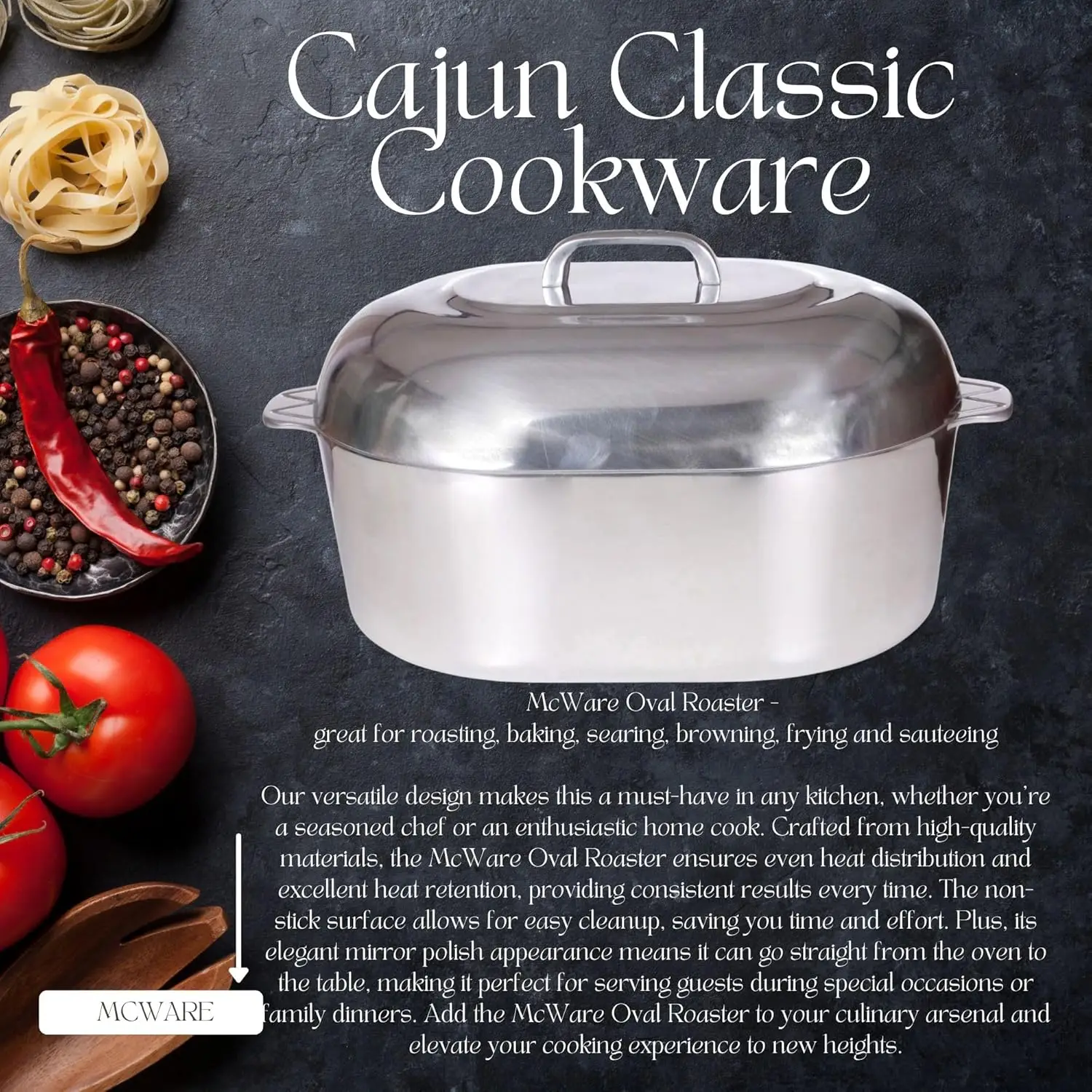 Roaster Pan with Lid-15-inch Roasting Pot-Easy to Clean Oval Cookware
