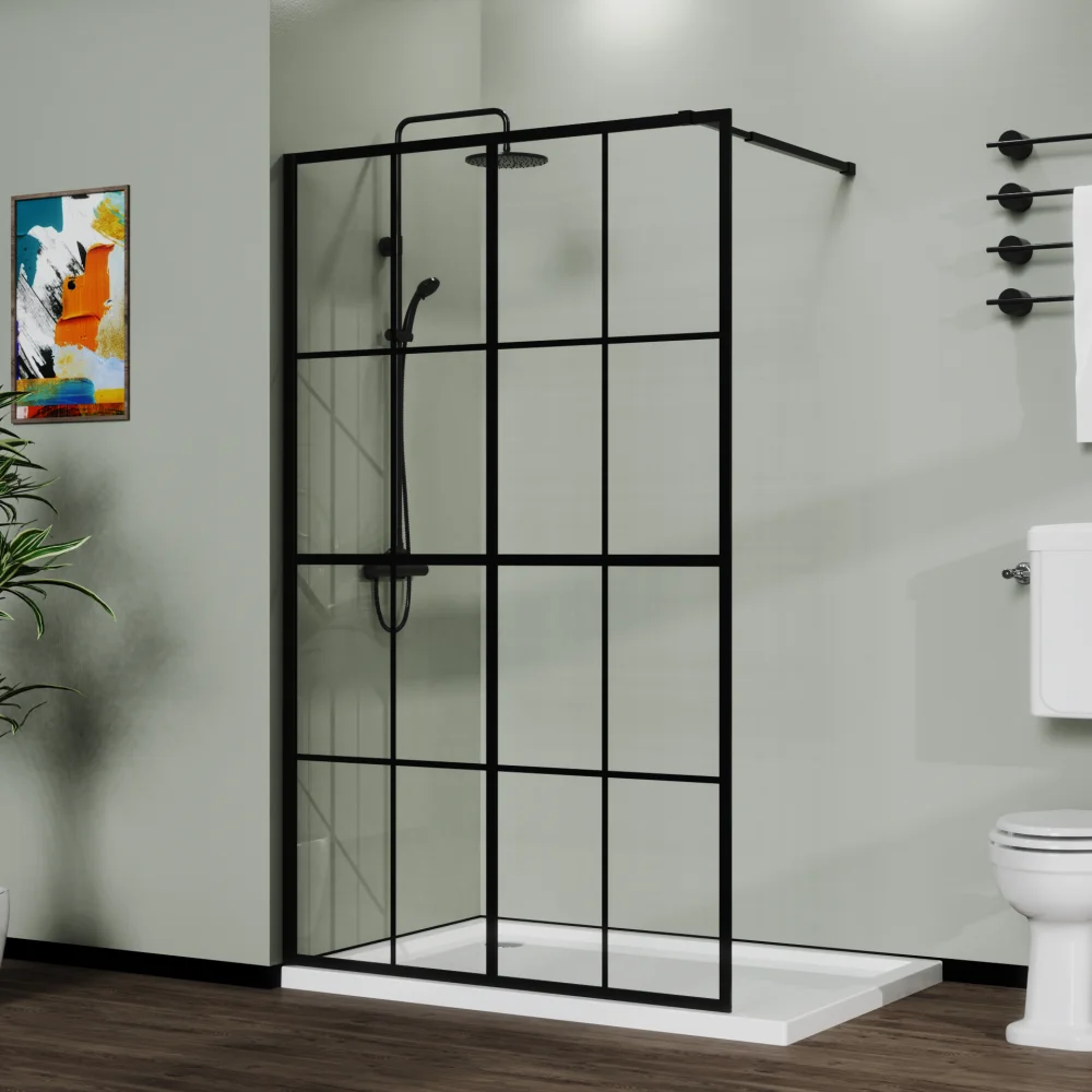 46" X 72" Shower Screen Walk-in Wet-room Black 2
