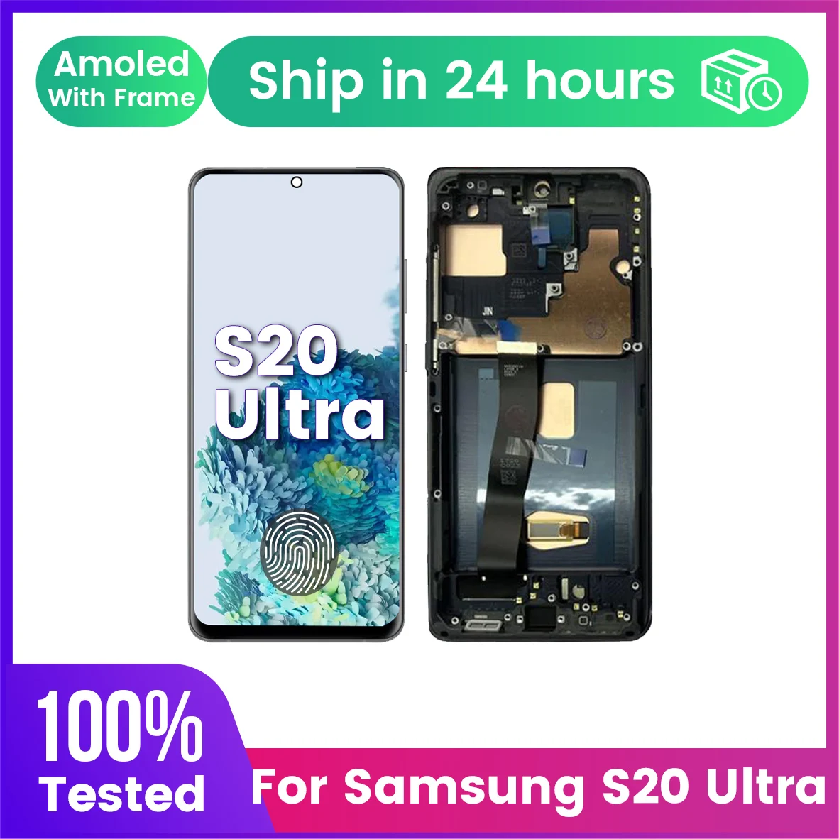 AMOLED For Samsung Galaxy pantalla S20 Ultra Lcd G988 with frame screen assembly touch screen digitizer mobile phone LCD